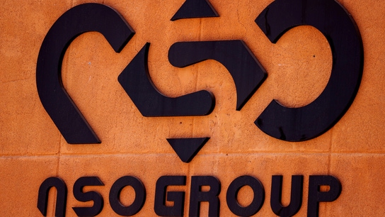 El logo de la compañía NSO Group en una foto de archivo.